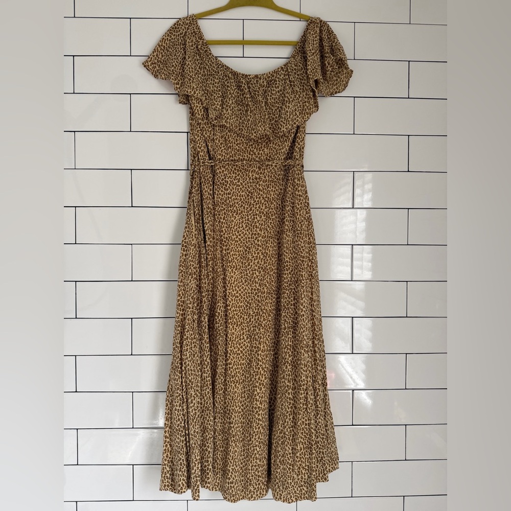 Anthropologie Bolano Cheetah-Print Button-Front Midi Dress - Picture 6 of 6